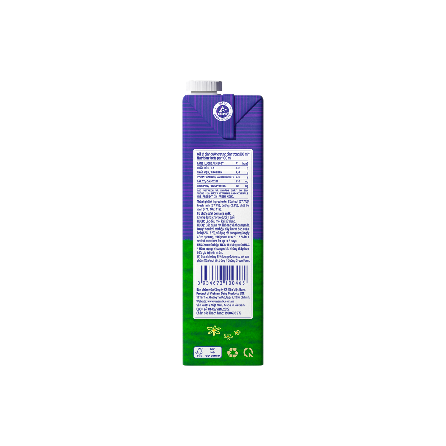 Green Farm Sterilized Fresh Milk Very low in sugar
