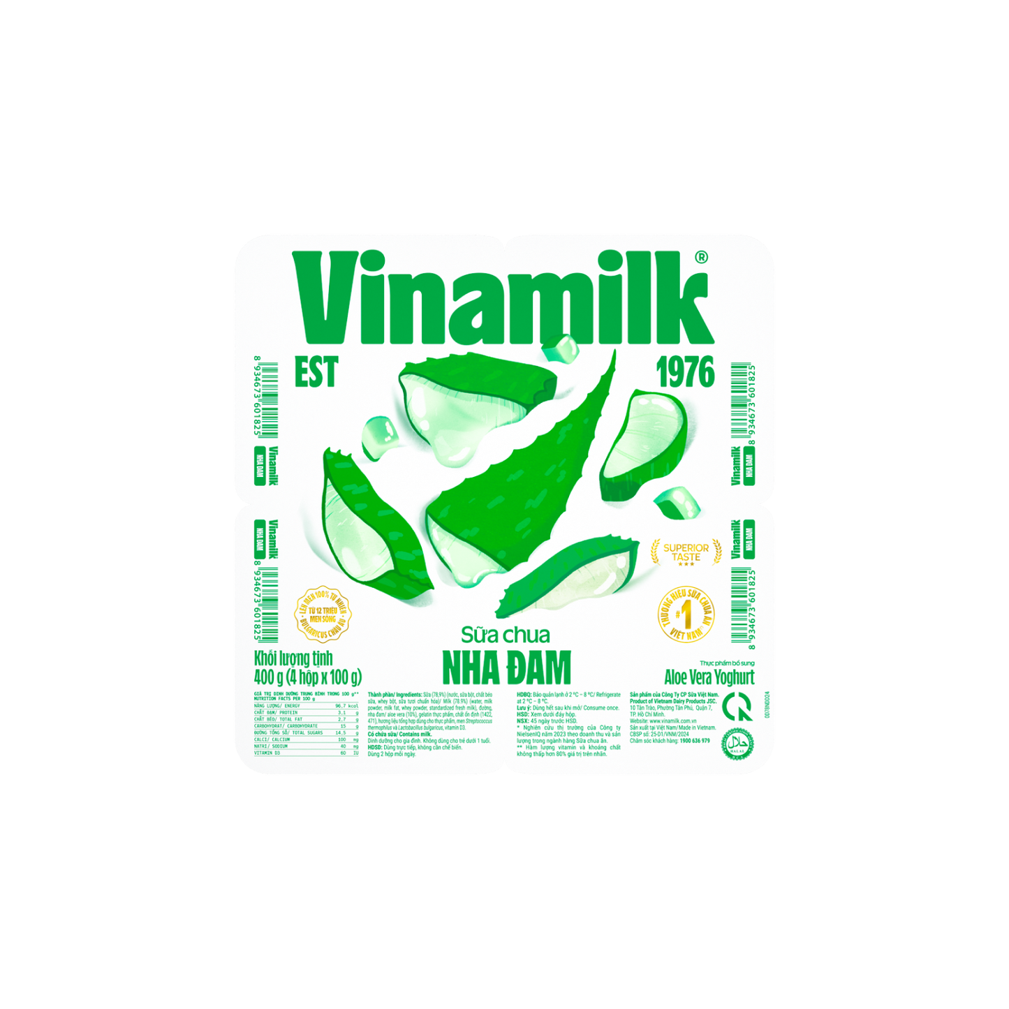 Sữa chua ăn Vinamilk Nha đam Có đường